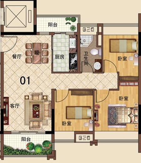 丝瓜视频网站在线观看陶瓷磚應用效果：大瀝碧桂園·華府01戶型丝瓜黄色网站视频效果鑒賞